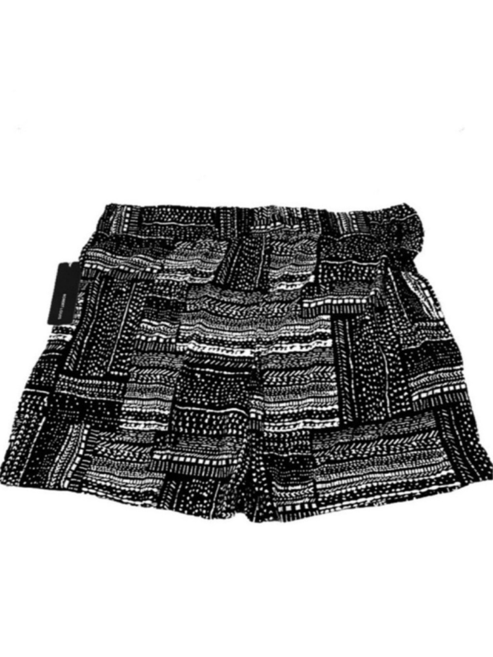 NEW Robert Louis Pull On Jersey Shorts High Waist Pockets Black White Size XL